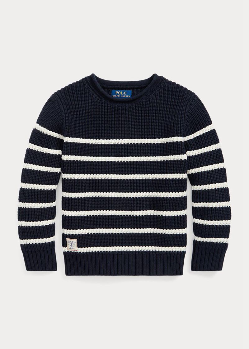 ラルフ ローレン セーター ボーイ ネイビー 1.5-6 年 ストライプd コットン Turtle Neck ジャンパー DHLEZ7158